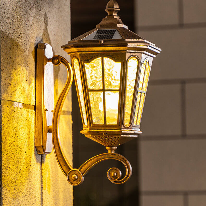 Europeisk sol utendørs lanterne aluminium glass vanntett 1-lykt vegg lampe | Skanto