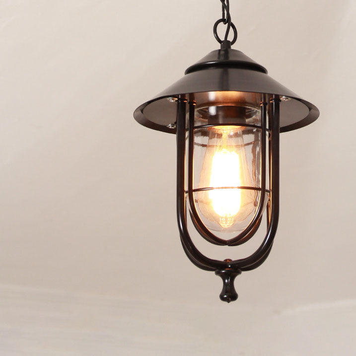 Industriell vintage aluminium bur glass 1-lampe utendørs vanntett pendellampe | Skanto