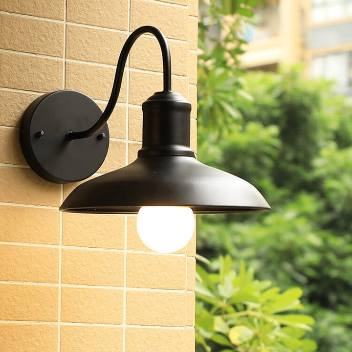 Retro Loft Dome Jern Utendørs Vanntett Vegglampe med 1 Lyskilde og Buet Arm