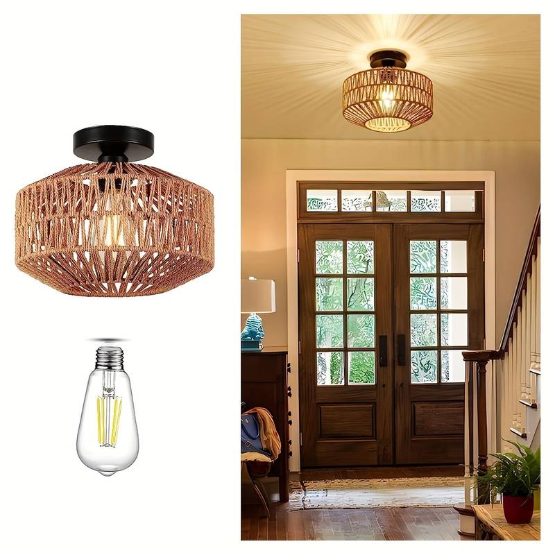 Skanto | WovenCap Taklampe - Boho Chic - Rustikk Eleganse - Moderne Allsidighet