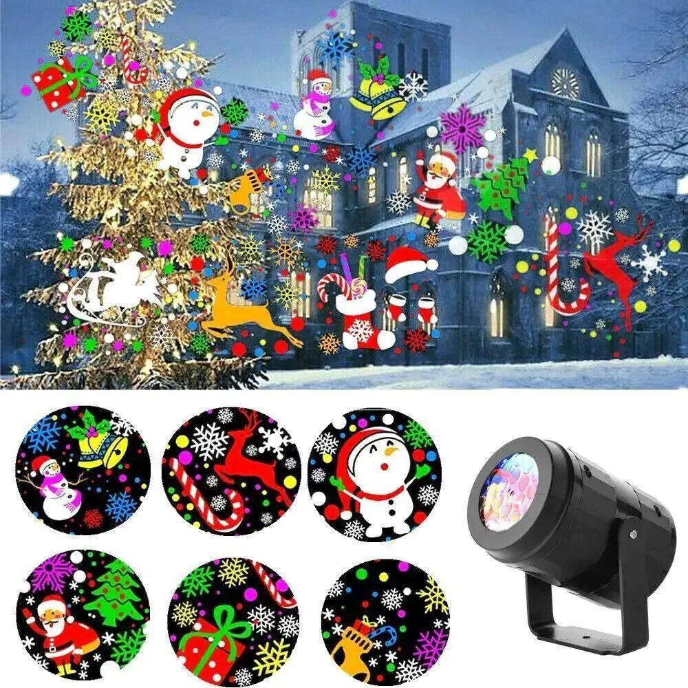 Skanto | LED Juleprojektor Snøfnugg Lys Show – Vanntett Utendørs Lampe med 16 Mønstre