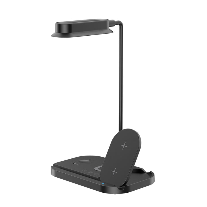 LED bordlampe med dimmer og trådløs lader for smarttelefoner (4-i-1) | Skanto