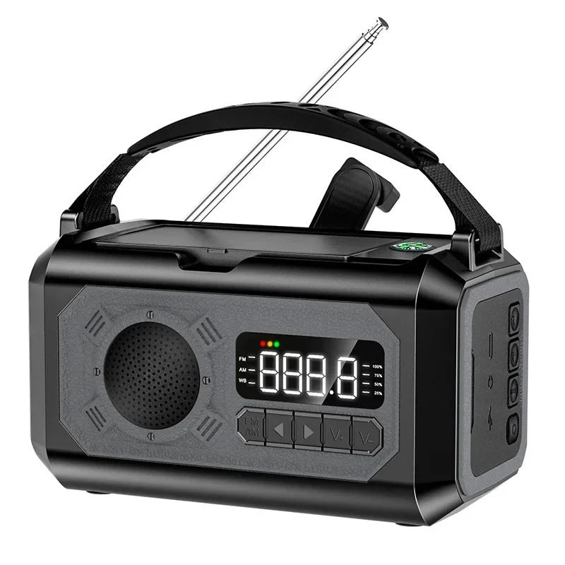 StormGuard Vær-radio – 12000mAh Nød-radio med Power Bank, Doble Solcellepaneler og NOAA | Skanto