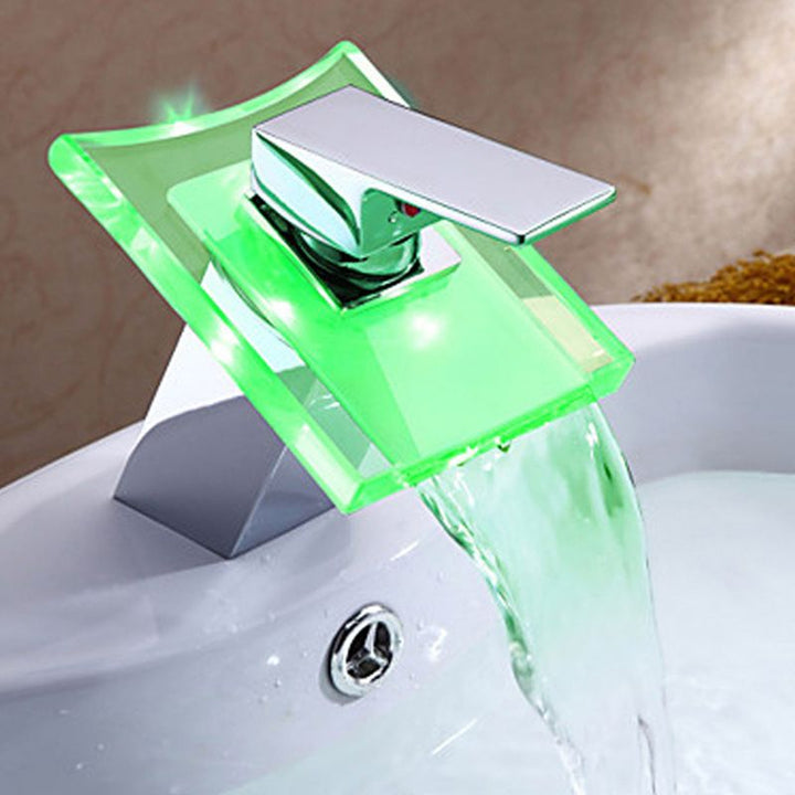 Skanto | 1-Lever Vanity Blandet Krane 1-Hull Kobber Vask Krane med LED-Belysning