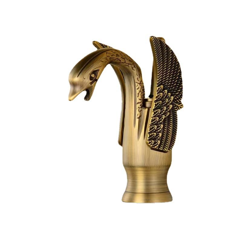 Baderomskran i massiv messing, servantkran, varm og kald, ettgreps servantkran