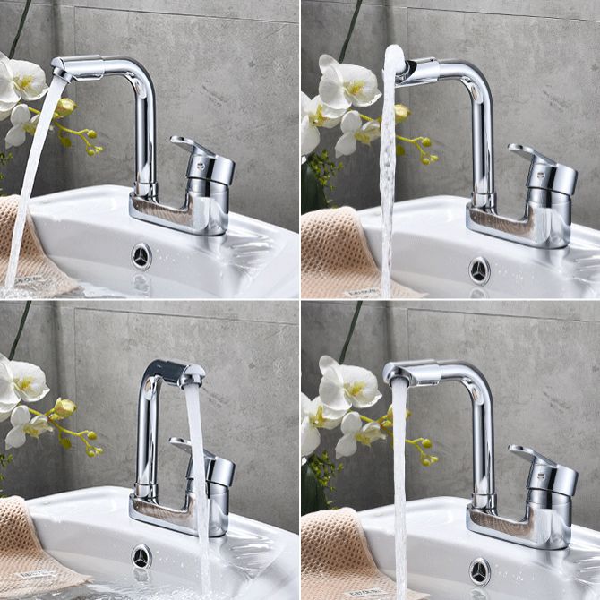 Rund servantkran i krom med svingbar tut til badet