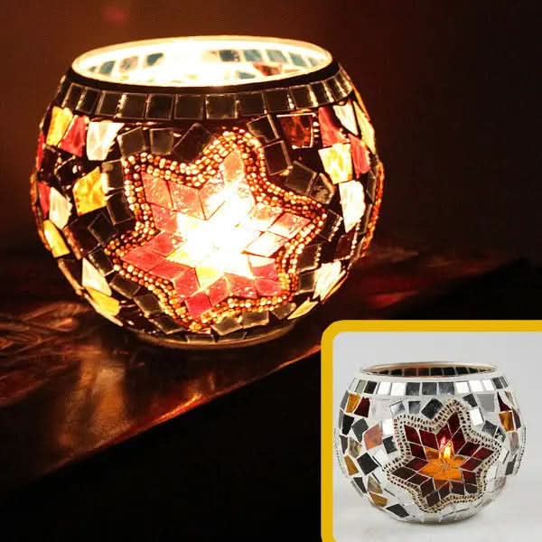 Skanto | Mosaikkglass lysestake for hjemmedekor