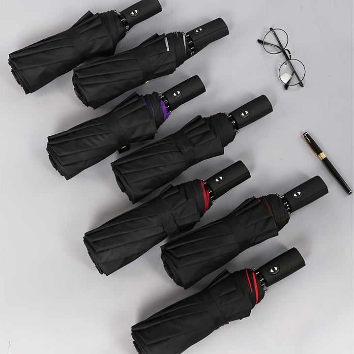 Skanto | Vindtetts reiseregns umbrellas - Robust 10-ribs ramme, Automatisk, Ekstra stort sammenleggbart design med UV-beskyttelse, Dobbelt bruk for solfylt og regnfullt vær