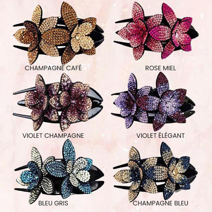 Double Flower Rhinestone Hair Pin | Skanto