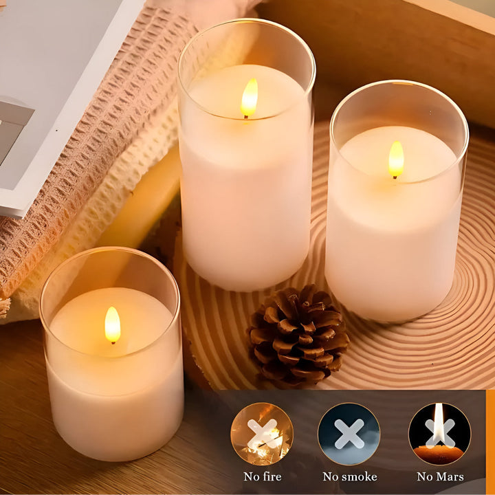 3D Flicker Flammeløs Lys Sett | Skanto