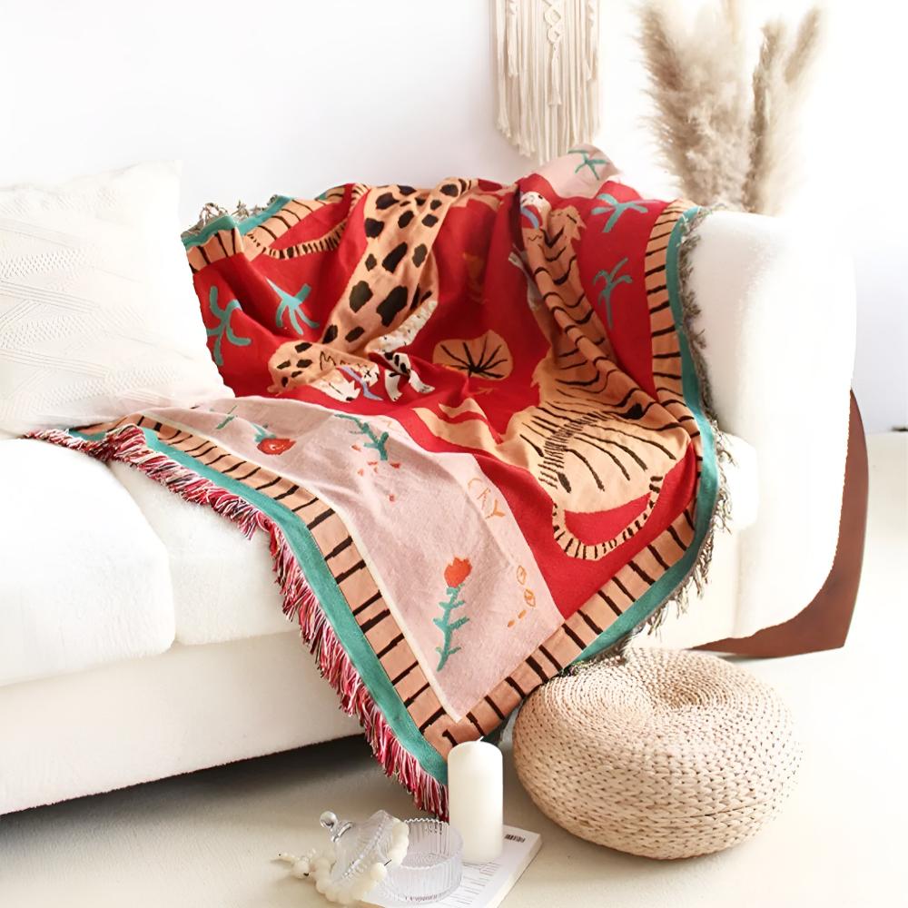 Skanto | Leopard Vevd Frynse Teppe