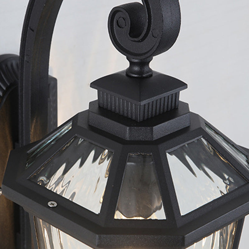 Tradisjonell europeisk vanntett aluminium glass oktagon sylinder 1-lykt vegglampe for hage | Skanto