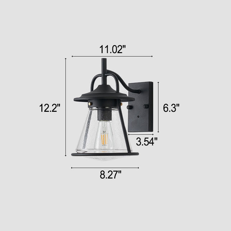 Vanntett Glass Cone Shade 1-Lys Utendørs Vegglampe | Skanto