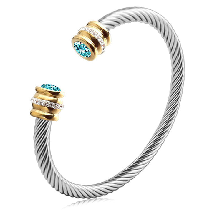 Skanto | Personlig Tilpasset Fødselsstein Ends Twist Cuff Armbånd