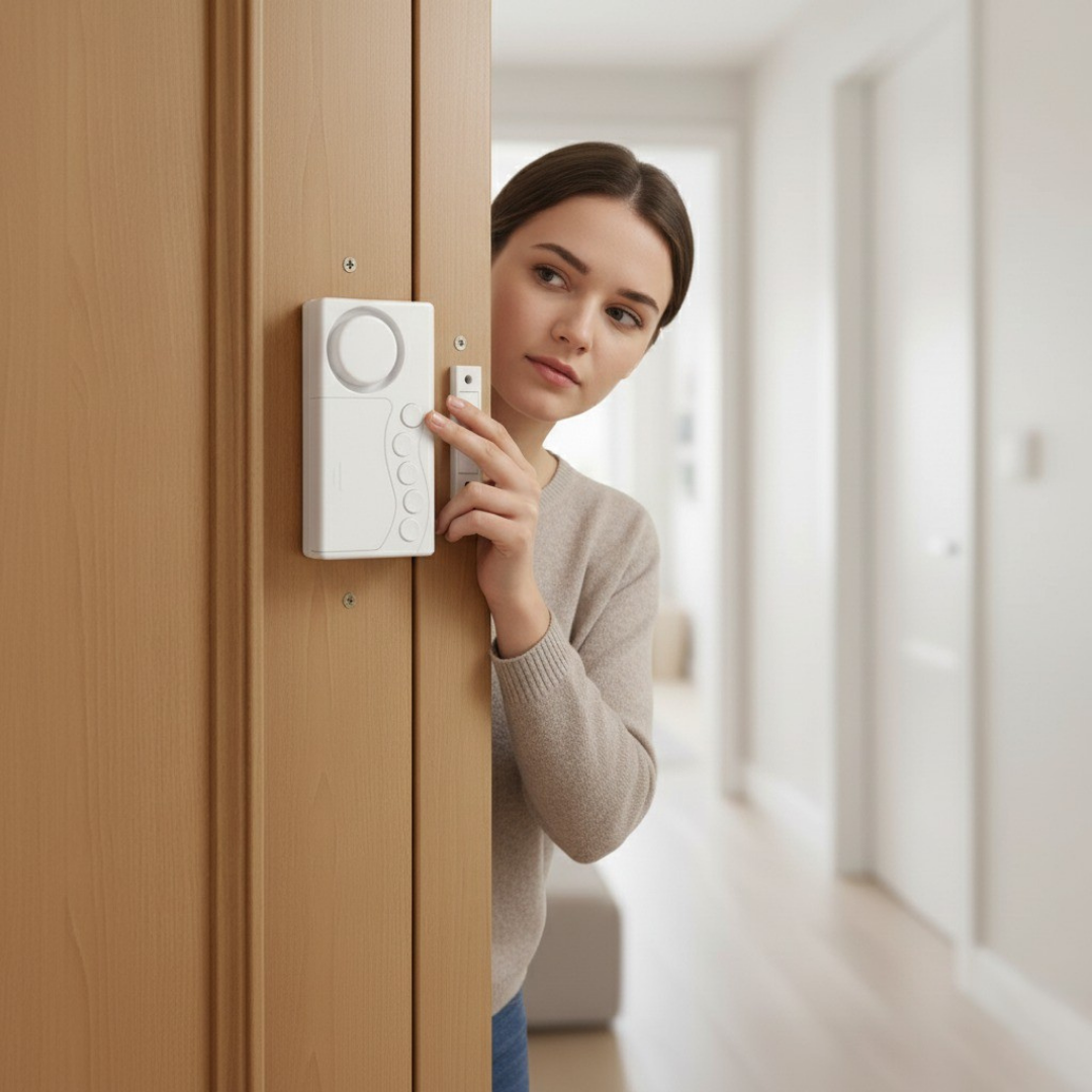 Sofortige alarmmoduser – 108dB høy lyd Slim design – Enkel installasjon – Beskytter barn & hus sikkerhet Skanto