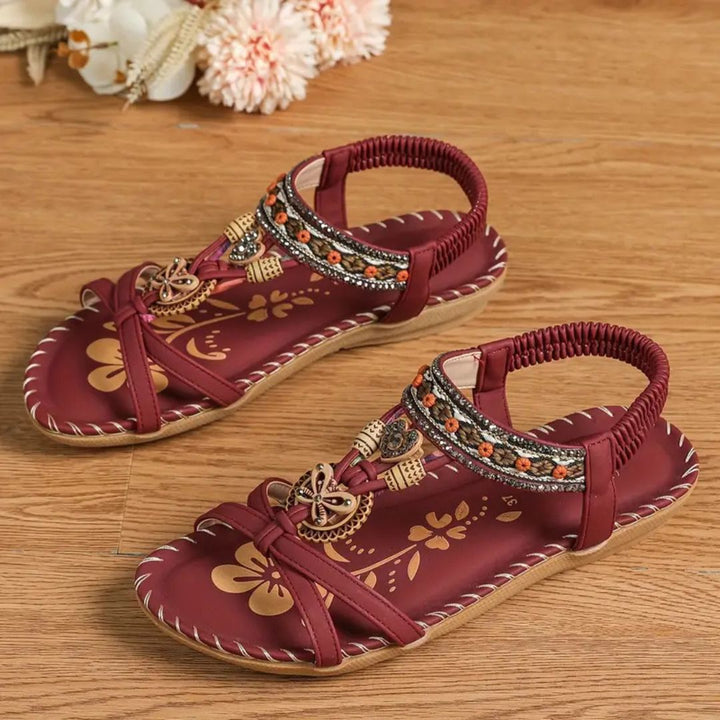 Zeyla – Boho Strass-sommerfugl-flate sandaler