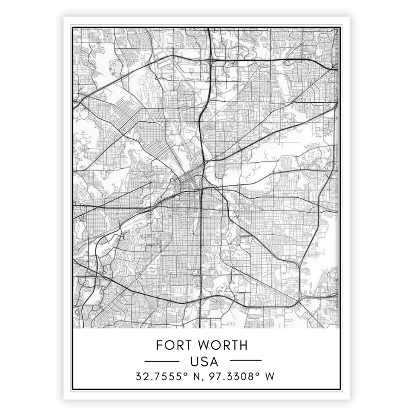 Fort Worth bykart - Lerret veggkunst maleri
