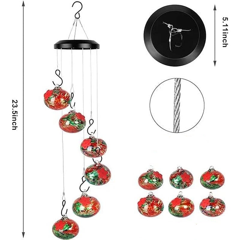ChimeFeeder håndlaget glass colibri mater med vindklokke Skanto