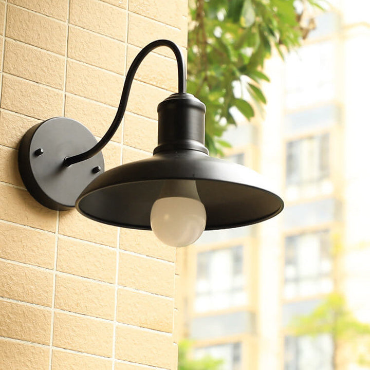 Retro Loft Dome Jern Utendørs Vanntett Vegglampe med 1 Lyskilde og Buet Arm