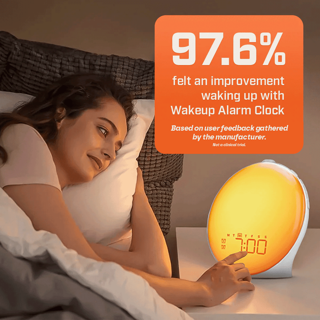 Skanto | Wake-Up Sun Lampe Vekkerklokke | Gradvis Soloppgang Glød & Tilpassbare Lyder for Milde Morgener