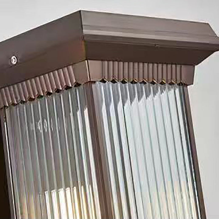 Vanntett rektangulær vegglampe i aluminium og glass med halv lyskilde for utendørs bruk