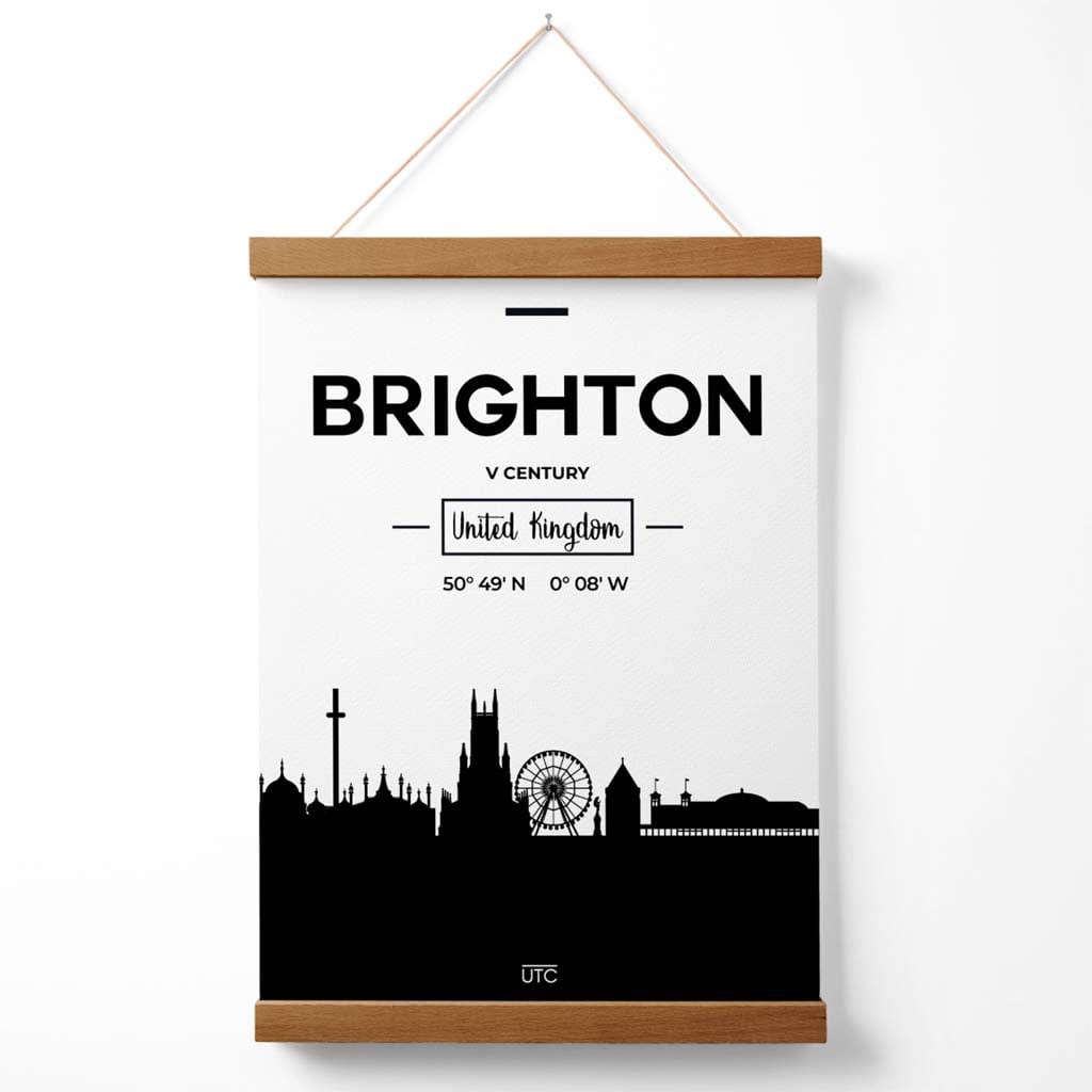 Brighton svart-hvitt bybildeplakat med oppheng