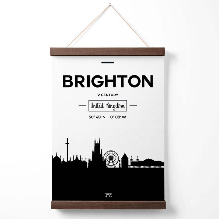 Brighton svart-hvitt bybildeplakat med oppheng