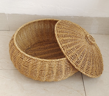 Skanto | Kuppelformet Strikket Rattan Kurv med Lokk