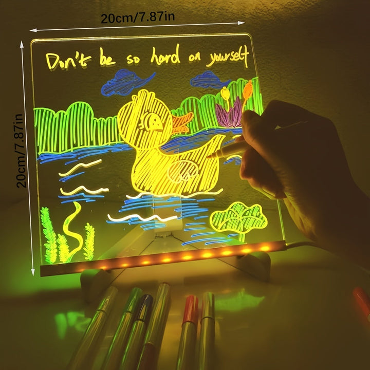 Skanto | USB LED Notatbrett med 12 Fargede Penner - Lys Meldingsbrett for Kontor & Hjem