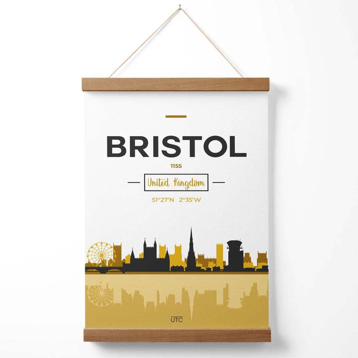 Bristol bybildeplakat i gult og svart med oppheng
