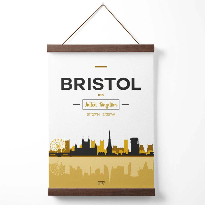 Bristol bybildeplakat i gult og svart med oppheng