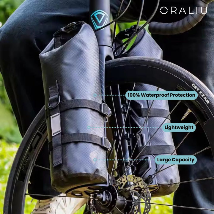 Skanto | Vanntette Front Gaffel Sykkelvesker – 5-7L Pannier Sett for Lange Turer & Bikepacking