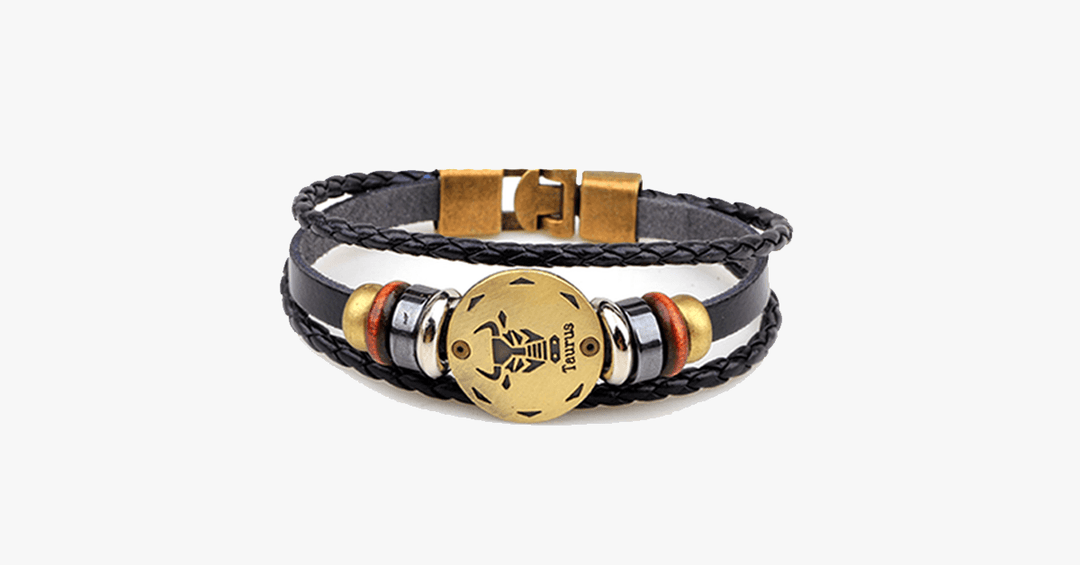 Skanto | Zodiac Armbånd - Gallstone Lær Armbånd - Tilgjengelig for alle stjernetegn