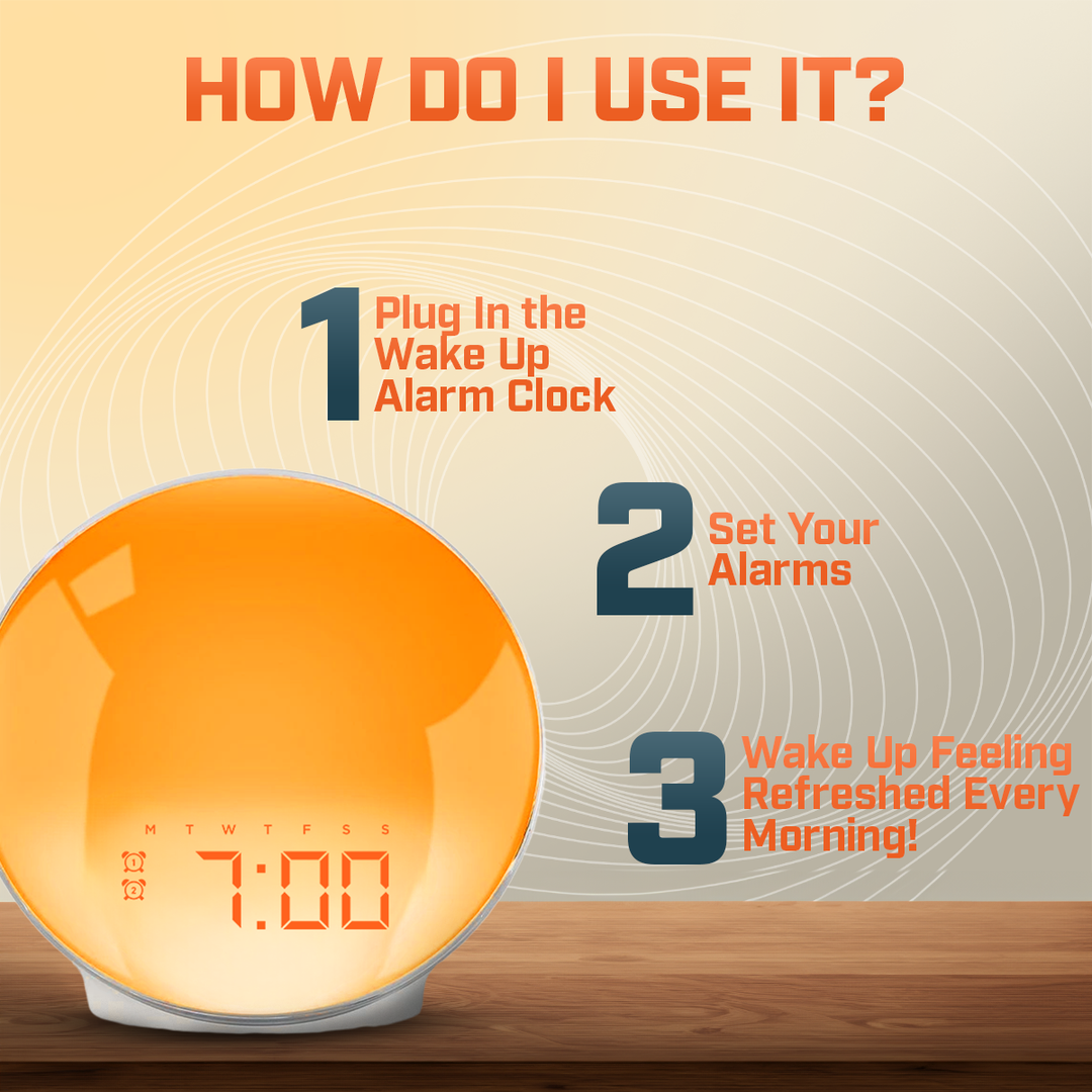 Skanto | Wake-Up Sun Lampe Vekkerklokke | Gradvis Soloppgang Glød & Tilpassbare Lyder for Milde Morgener