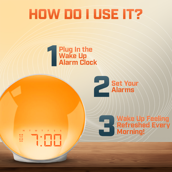 Skanto | Wake-Up Sun Lampe Vekkerklokke | Gradvis Soloppgang Glød & Tilpassbare Lyder for Milde Morgener