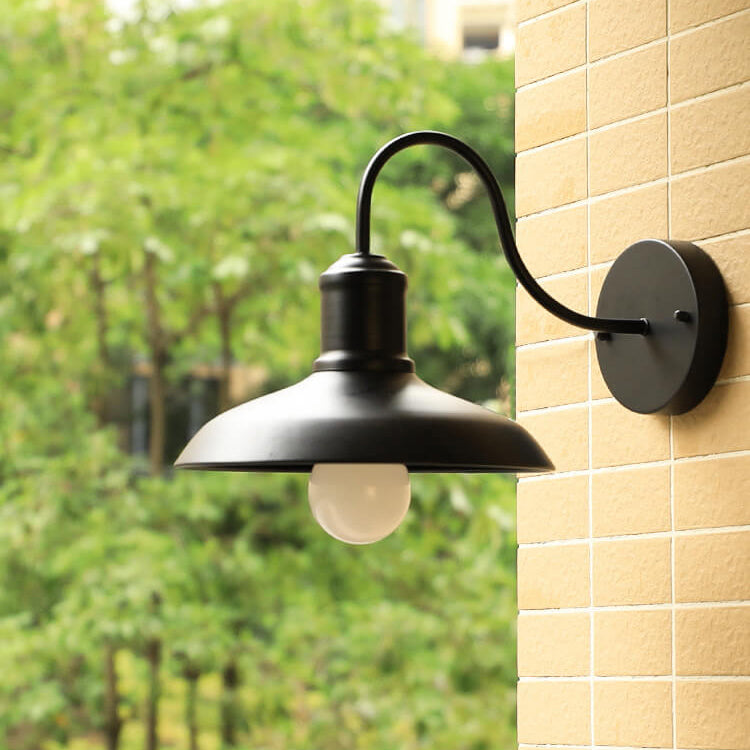 Retro Loft Dome Jern Utendørs Vanntett Vegglampe med 1 Lyskilde og Buet Arm