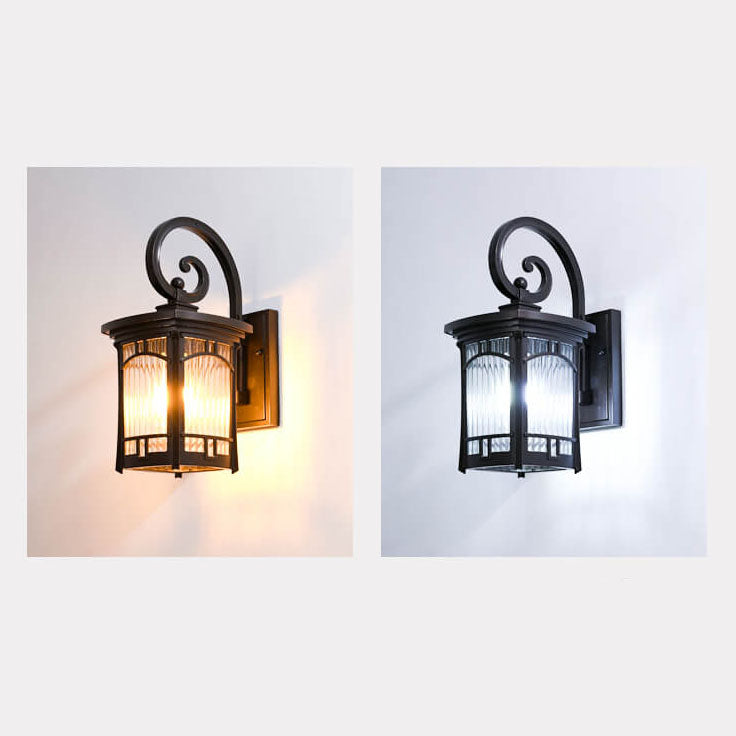 Moderne firkantet aluminiums glass utskåret 1-lampe utendørs vanntett vegglampe | Skanto