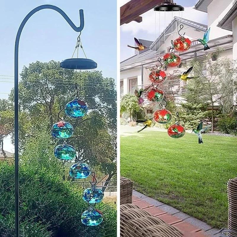 ChimeFeeder håndlaget glass colibri mater med vindklokke Skanto
