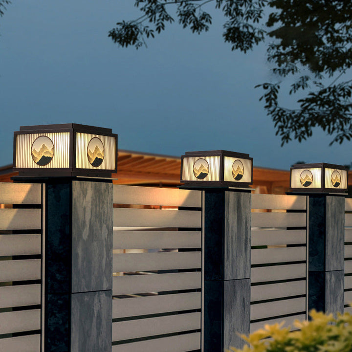 Moderne minimalistiske solvanntette firkantede aluminiums glass LED post hodelys for hage | Skanto