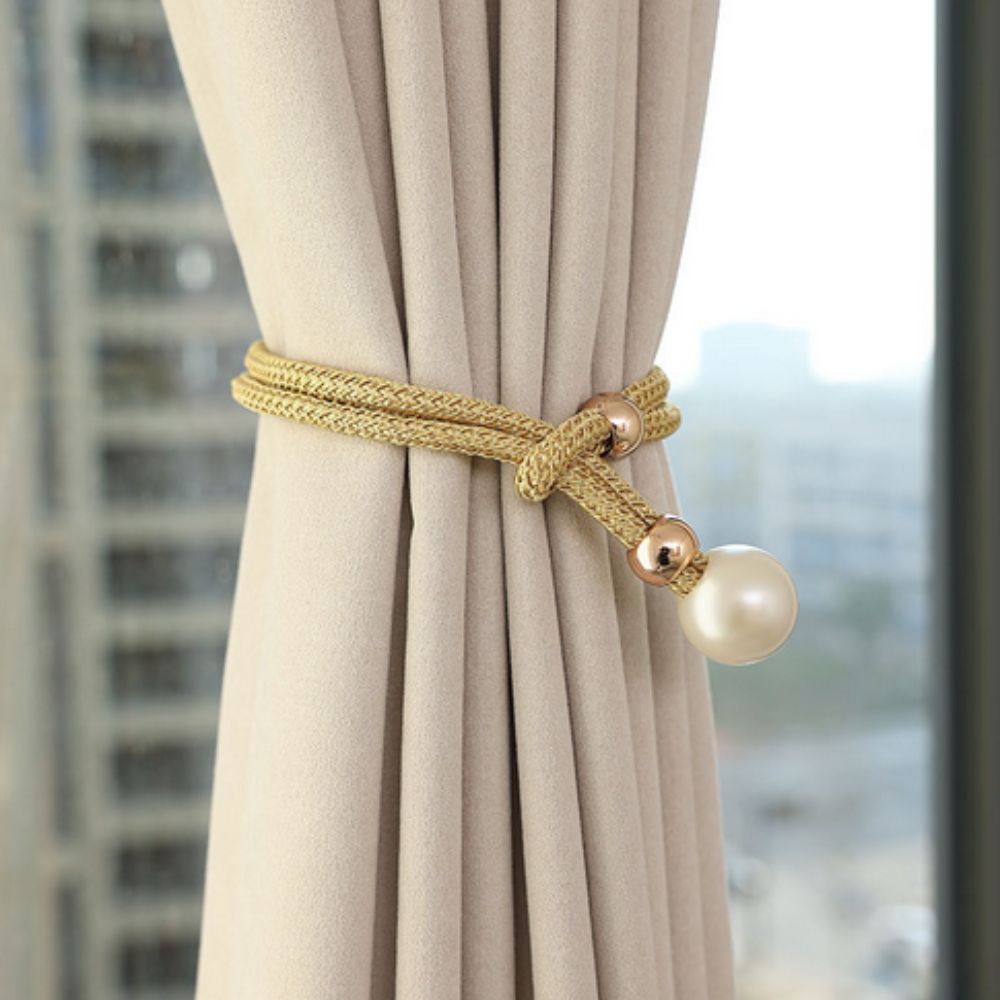 Skanto | Lyst Perle Gardin Snor Tilbake | 2 Pcs Sett