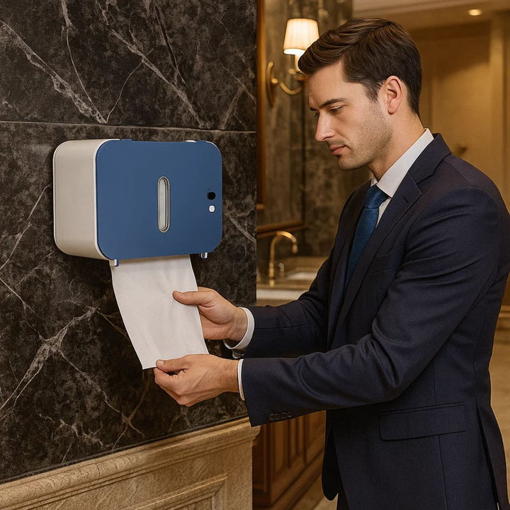 CleanGuard | Berøringsfri Toalettpapirdispenser – Sensorsensitiv – Auto-Fold Snitt – For Travle Toaletter Skanto
