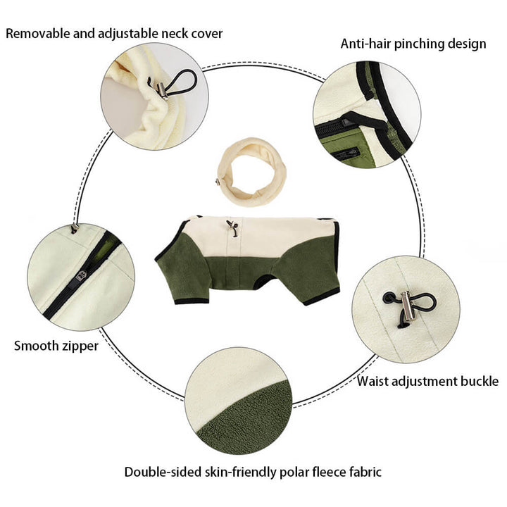Skanto | Full Protection Polar Fleece Hundedress med Avtagbar Krage