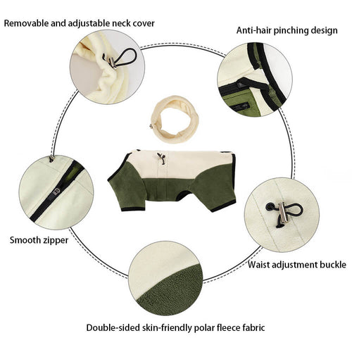 Skanto | Full Protection Polar Fleece Hundedress med Avtagbar Krage