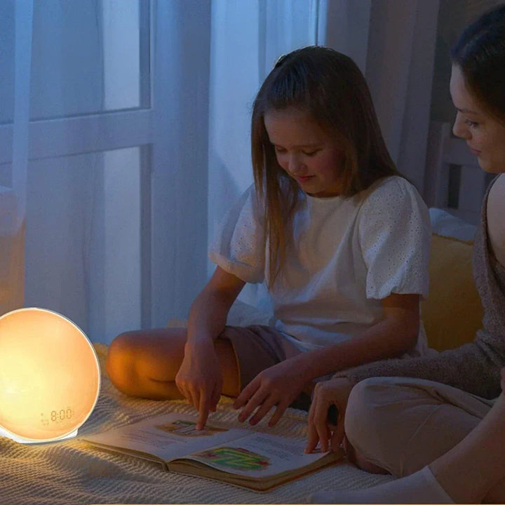 Skanto | Luksus soloppgangssimulerings vekkerklokke lampe | Beroligende lyder, stemningsbelysning & dobbel alarm for avslappende morgener