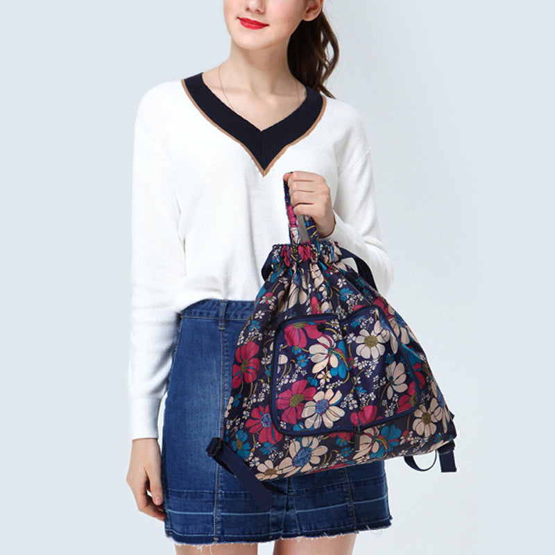 Samlebar trykt nylon ryggsekk med snor | Skanto