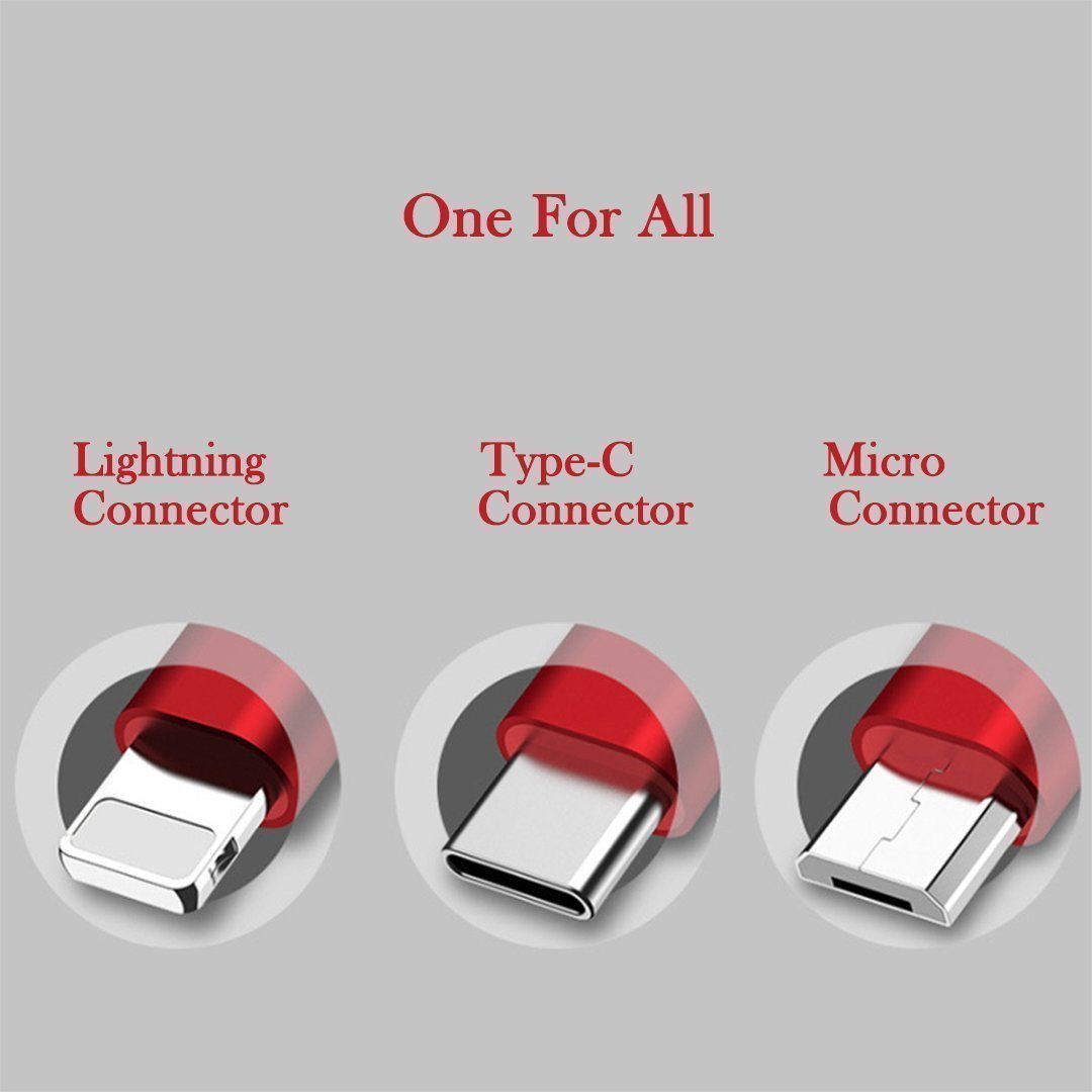 Skanto | 3-1 Uttrekkbar ladekabel for IOS, Micro og Type-c