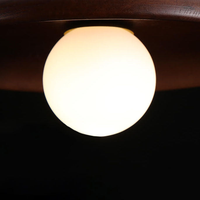 Skanto | Modern Minimalist Rund Skive Solid Tre 1-Lykt Vegglampe