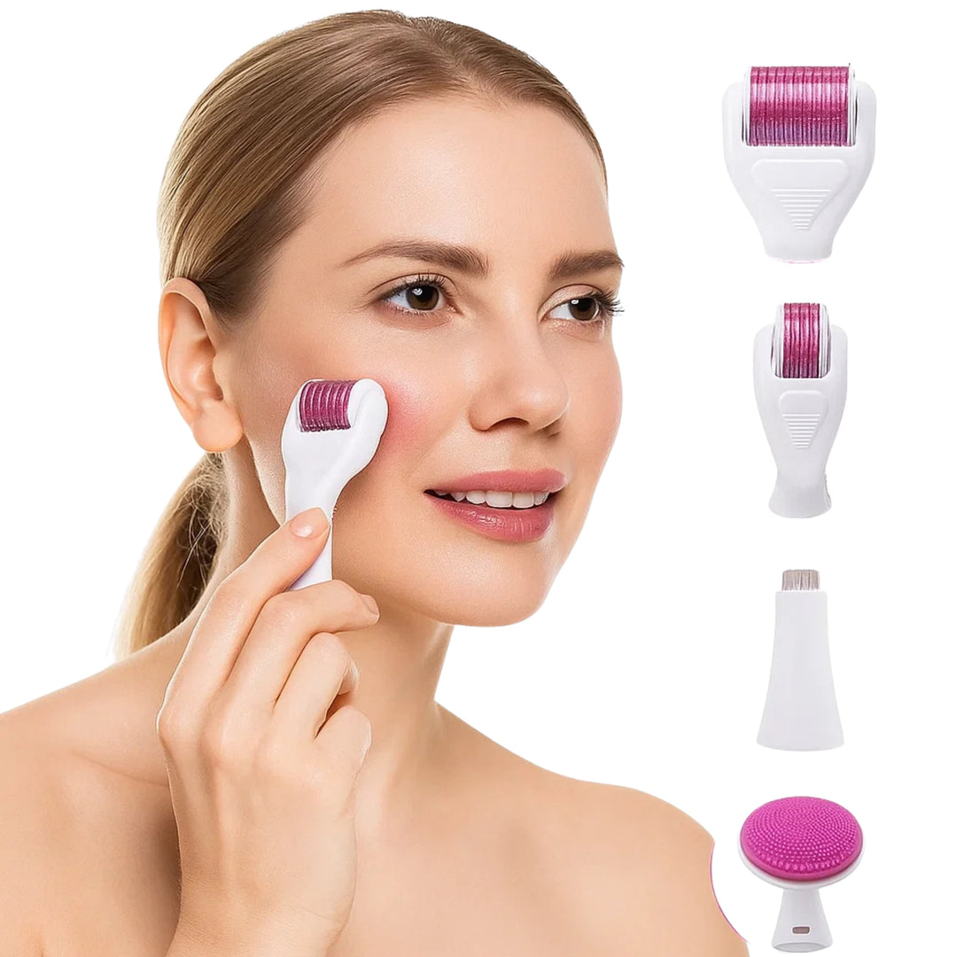 DermaGlow Mikronål Derma Roller Sett – Anti-Aging – Titan Nåler – Hjemmepleie for Kvinner Skanto