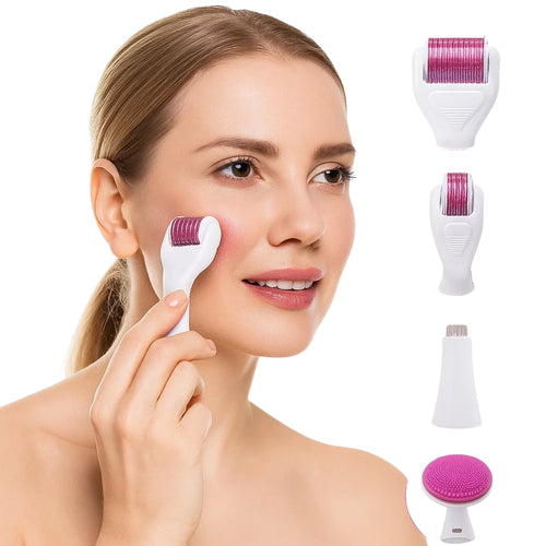 DermaGlow Mikronål Derma Roller Sett – Anti-Aging – Titan Nåler – Hjemmepleie for Kvinner Skanto