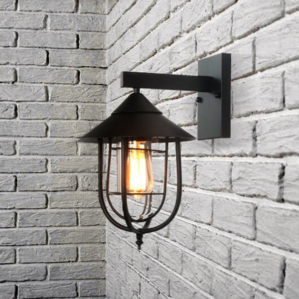 Vintage industriell vegglampe i jern for innendørs og utendørs bruk, 1 lyspære